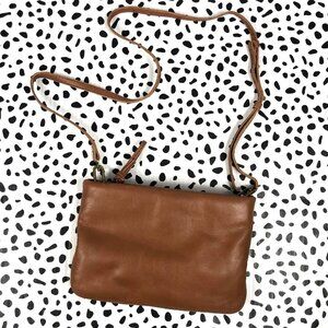 MADEWELL $110 Puffy Crossbody Leather Bag English Saddle NI331